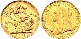 Australia Sovereign 1895 M
KM# 13; Melbourne mint. Gold (.917), 7.99g. AU-UNC, strong mint luster, rare condition!