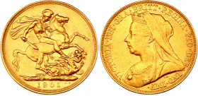 Australia Sovereign 1901 M
KM# 13; Gold (.917) 7,99g. Victoria; Melbourne Mint; AUNC.