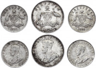 Australia Lot of 3 Silver Coins 1921 - 1927
2 x 3 Pence & 6 Pence 1921 - 1927; Silver
