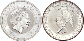 Australia 2 Dollars 1999 Kookaburra
Silver, Proof, 2Oz 999, with scratches.