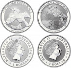 Australia 2 x 1 Dollar 2011 - 2016
Silver (0.999), 31.1 g. 40 mm.; Australian Kookaburras