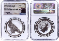 Australia 1 Dollar 2016 P NGC GEM UNC
Silver (.999) 31.1g., 32.6 mm.; Australian Wedge-Tailed Eagle
