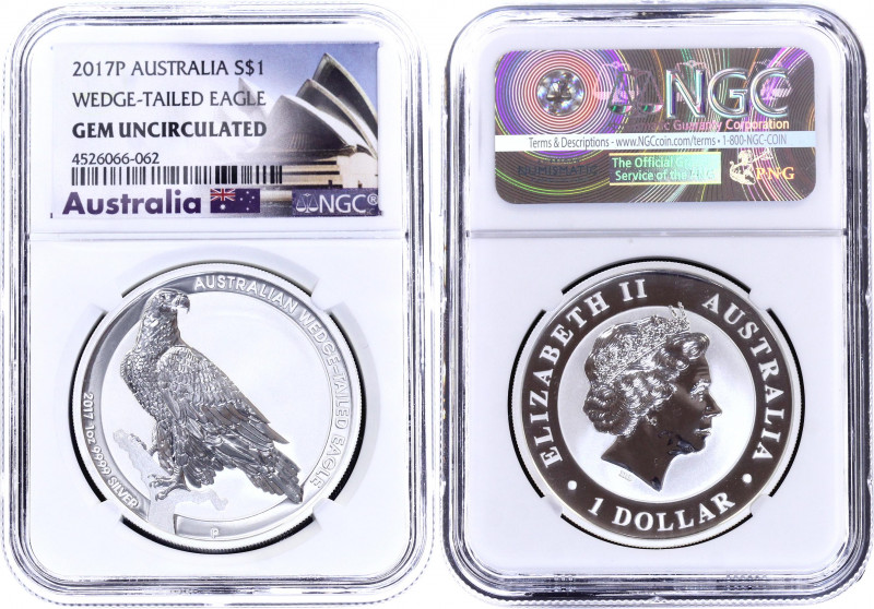 Australia 1 Dollar 2017 P NGC GEM UNC
KM# 221; Silver, Australian Wedge-Tailed ...