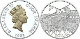 Cook Islands 1 Dollar 2002
Silver (0.999), 28.32 g.; Proof guilted; Nations flags