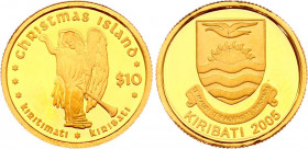Kiribati 10 Dollars 2005
KM# 54; Christmas Island. Gold (.999), 1.25g. Mintage 15000. Proof.