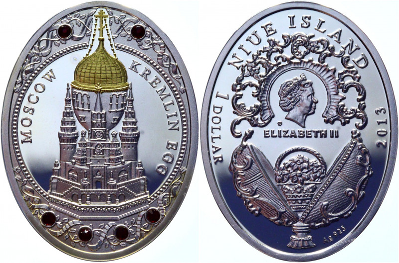 Niue 1 Dollar 2013
N# ?; Silver with Swarovski crystals 16.81g.; Moscow Kremlin...