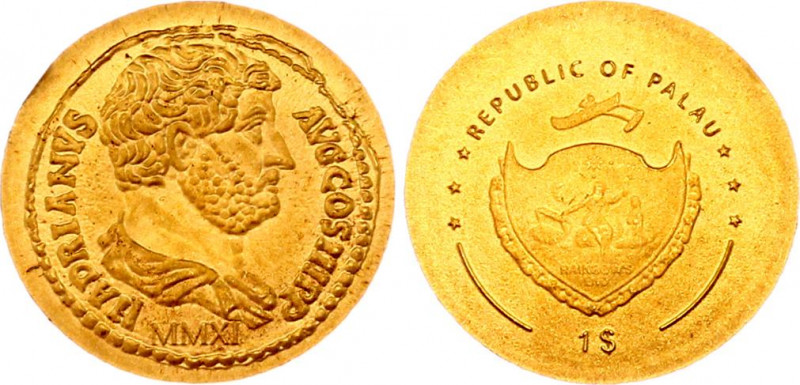 Palau 1 Dollar 2011 Hadrian
KM# 351; Roman Empire Series - Hadrian. Gold (.999)...