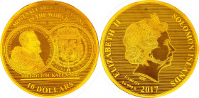 Solomon Islands 10 Dollars 2017
Gold (0.999), 0.31 g.; Most valuable gold coins; 100 Golddukaten 1621