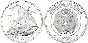 Tonga 1 Paanga 1998
KM# 174; Silver (0.925), 31.47 g.; Proof; Polynesian sailing catamaran