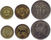 Africa Lot of 3 Coins 1923 - 1947
British West Africa & Belgian Congo; VF-XF