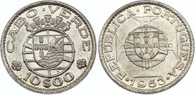 Cabo Verde 10 Escudos 1953
KM# 10; Silver; UNC