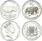 Cook Islands & Somalia Lot of 2 Coins 1990 - 2000
50 Dollars & 250 Shillings 1990 - 2000; Endangered world life, Rhinoceros