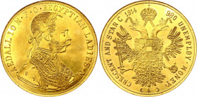 Egypt 4 Ducat 1914
Imitation in Gold minted in/for Egypt. Franz Joseph I., Kaisertum Österreich. Vienna / Wien, Gold, 10.99 g, 39,5 mm. AUNC. Rare.