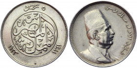 Egypt 5 Qirsh 1923
KM# 336; Silver; 7g; 26.1mm; UNC.