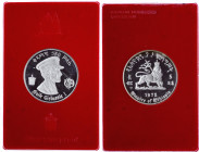 Ethiopia 5 Dollars 1972
KM# 52; Silver (0.999), 25 g.; Proof; Emperor Haile Selassie & crowned lion; In plastic bank package