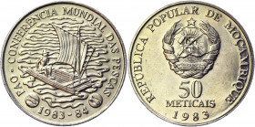 Mozambique 50 Meticais 1983 FAO
KM# 106; Copper-Nickel 22.11g.; World Fisheries Conference; UNC