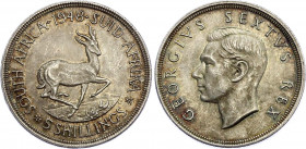 South Africa 5 Shillings 1948
KM# 40.1; Silver; George VI; UNC- with nice toning