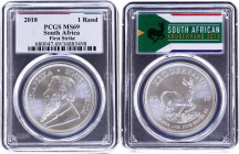 South Africa 1 Rand 2018 PCGS MS 69
Silver (.999), 31.1 g,, 38.7 mm.