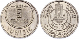 Tunisia 5 Francs 1957
KM# 277; Copper-Nickel; UNC