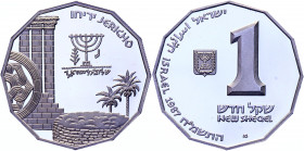 Israel 1 Sheqel 1987 JE5748
KM# 181; Silver 14.40g.; Jericho; Mintage 8196 Pcs; Proof