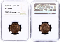 Palestine 1 Mil 1939 NGC MS 64 BN
KM# 1; Mint luster remains
