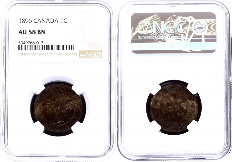 Canada 1 Cent 1896 NGC AU 58 BN
KM# 7; Victoria