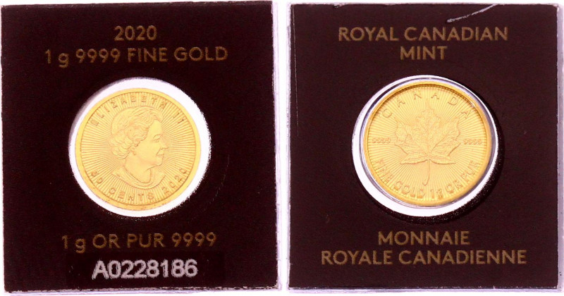 Canada 50 Cents 2020 Gold
Queen Elizabeth II. Gold (.9999), 1 g., 8 mm.