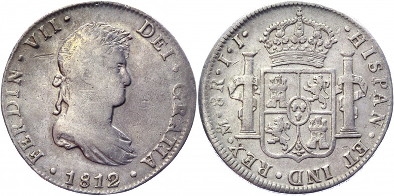 Mexico 8 Reales 1812 JJ
KM# 111; Silver 26.76 g.; Ornamental edge; Attractive c...