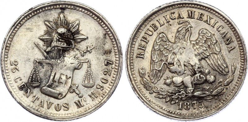 Mexico 25 Centavos 1873 Mo M
KM# 406.7; Silver; XF+