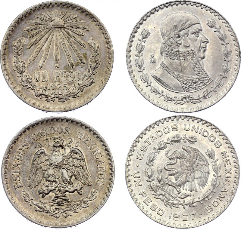 Mexico 2 x 1 Peso 1925 - 1967
KM# 455,459; Silver (0.720), 26.73 g. 34 mm.; Lib...