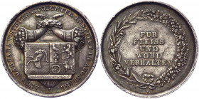 German States Augsburg "Stetten Institut" Silver Prize Medal 1850 (ND)
Forster 204; Silver 21.91 g., 33.5 mm.; Obv: Two horns of plenty above the Arm...