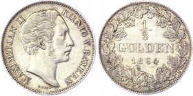 German States Bavaria 1/2 Gulden 1864
KM# 825; AKS# 152; J. 81; Silver 5.22 g.; Maximilian II; XF+