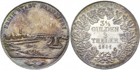 German States Frankfurt 2 Taler / 3-1/2 Gulden 1841
KM# 326; AKS# 3; J. 15; Silver 37.00 g.; Prooflike Toned