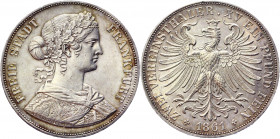 German States Frankfurt 2 Taler / 3-1/2 Gulden 1861
KM# 365; AKS# 4; J. 43; Silver 37.00 g.; UNC