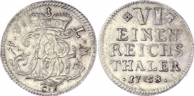 German States Fulda 1/6 Taler 1758 CB
KM# 101; Schön 53; Silver 4.21 g.; Adalbert II of Walderdorff; XF-AUNC
