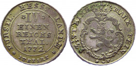 German States Hessen-Cassel 1/4 Reichsthaler 1772
KM# 491; Silver; 7.73g; Friedrich II; XF.