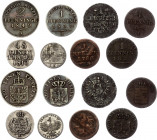 German States Lot of 8 Coins 1749 - 1856
Silver; Various States, Dates & Denominations