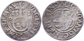 German States Minden 1/24 Taler / 1 Groschen 1591
MB# 65; Silver 1.89 g.; Anton; Mint: Minden; VF