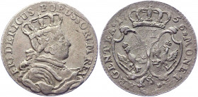 German States Prussia 6 Gröscher / Szóstak 1756 C
KM# A283; Olding# 359; Silver 3.00 g.; Friedrich II; Mint: Cleve; VF-XF