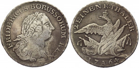German States Prussia 1/2 Taler 1764 A
KM# 304; Olding# 72 a; Schrötter# 518; Silver 10.75 g.; Friedrich II; Mint: Berlin; VF-XF