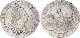 German States Prussia 1 Reichstaler 1785 E
KM# 332.3; Dav. 2590C; Silver 21.51 g.; Friedrich II; VF-XF