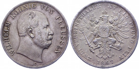 German States Prussia 2 Vereinsthaler / 3-1/2 Gulden 1867 C
KM# 496; AKS# 96; J. 97; Silver 37.01 g.; Wilhelm I; Mint: Cleve; XF-AUNC