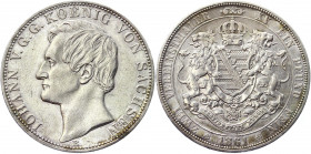 German States Saxony 2 Taler 1861 B
KM# 1215; Silver 36.98g.; Johann; XF-AUNC