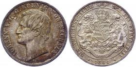 German States Saxony-Albertine 1 Vereinsthaler 1866 B
KM# 1214; AKS# 137; J. 126; Dav. 895; Silver 18.49 g.; Johann; Mint: Dresden; UNC