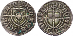 German States Teutonic Order Poland Schilling / Szeląg 1422 - 1441 (ND) Paul von Rußdorf
Vossberg 822; Silver 1.67 g.; Paul von Rußdorf (1422-1441); ...