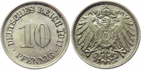 Germany - Empire 10 Pfennig 1911 F
KM# 12; Copper-Nickel 3.96 g.; Wilhelm II; AUNC