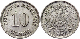 Germany - Empire 10 Pfennig 1912 J
KM# 12; Copper-Nickel 4.00 g.; Wilhelm II; AUNC-UNC