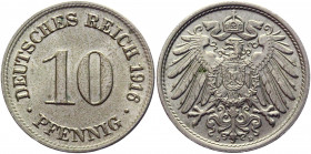 Germany - Empire 10 Pfennig 1916 D
KM# 12; Copper-Nickel 3.98 g.; Wilhelm II; AUNC-UNC