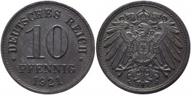 Germany - Empire 10 Pfennig 1921
KM# 26; Zinc 3.22 g.; AUNC