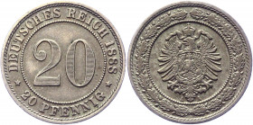 Germany - Empire 20 Pfennig 1888 A
KM# 9.1; Copper-Nickel 6.11 g.; Wilhelm I; Mint: Berlin; AUNC